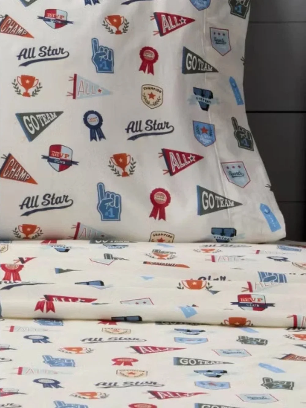 Pillowfort All Star Sports Kids’ Cotton Sheet Set – Queen Size